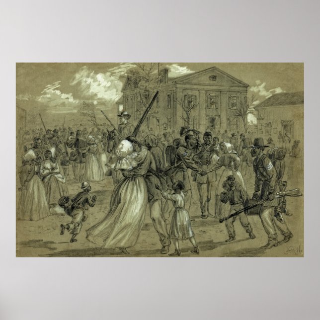 AFRIKANAMERIKANISCHE SOLDATEN ZUHAUSE aus ZIVILEM  Poster (Vorne)