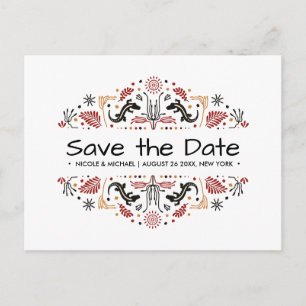 Afrikanerin   Ankara Lizard Wedding Save the date Ankündigungspostkarte