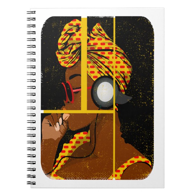 Afrikanerin hört Musik Notizblock (Vorderseite)