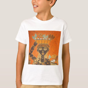 Afrikanerin mit Korb Kunst Druck T-Shirt