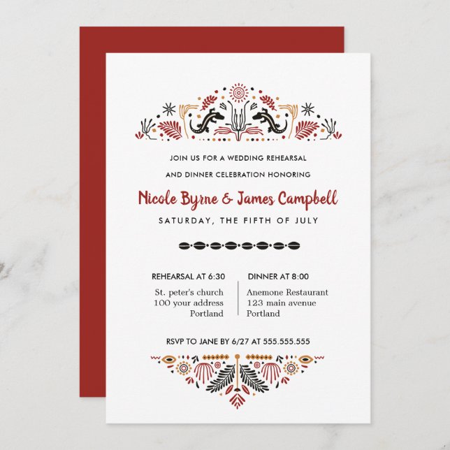 Afrikanerin | Modernes Ankara Kente Probe Dinner Einladung (Vorne/Hinten)