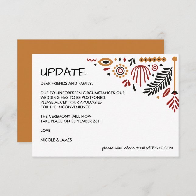 Afrikanerin | Modernes Ankara Kente WEDDING UPDATE Einladung (Vorne/Hinten)