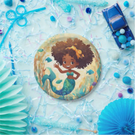 Afrikanisch-Amerikanerin Mermaid Birthday Napkin Pappteller