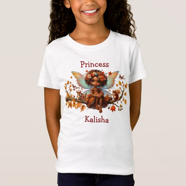 Afrikanisch-Amerikanerin Woodland Princess Fairy T-Shirt (Vorderseite)