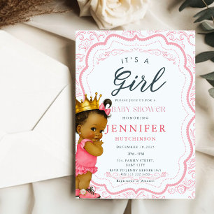 Afrikanisch-amerikanische Baby Girl Princess Baby Einladung