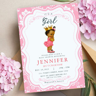 Afrikanisch-amerikanische Baby Girl Princess Baby Einladung