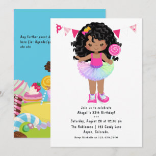 Afrikanisch-amerikanische Candy Land Girl Birthday Einladung