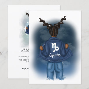 Afrikanisch-Amerikanische Capricorn Zodiac Birthda Einladung