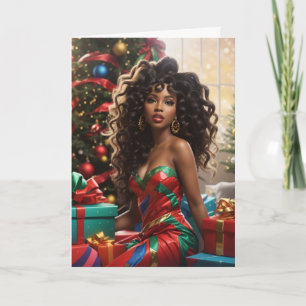 Afrikanisch-amerikanische Diva-farbige Weihnachtsk Karte