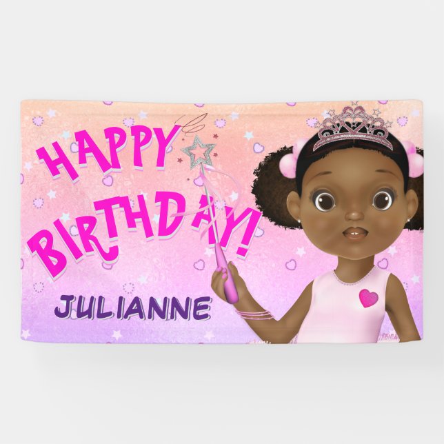 Afrikanisch-Amerikanische Fairy Princess Ballerina Banner (Horizontal)