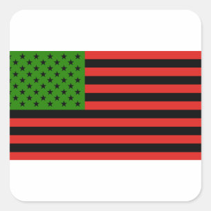 Afrikanisch-amerikanische Flagge - Rot, Schwarz un Quadratischer Aufkleber