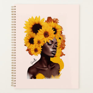 Afrikanisch-amerikanische Frau mit Sonnenblume Afr Planer