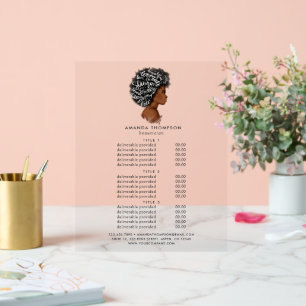 Afrikanisch-Amerikanische Friseursalons - Preise u Acrylschild