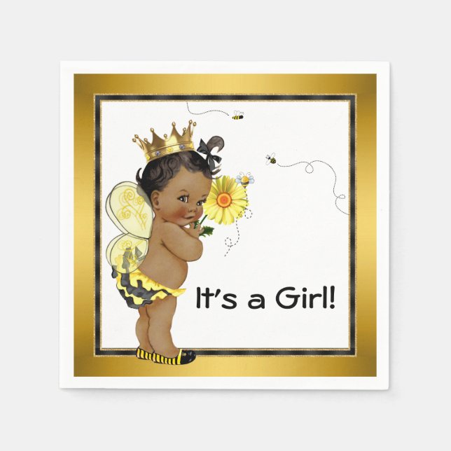 Afrikanisch-amerikanische Girl-Bumble-Bee-Baby-Dus Serviette (Vorderseite)