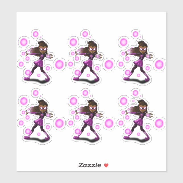 Afrikanisch-Amerikanische Girl Superhero Aufkleber (Blatt)