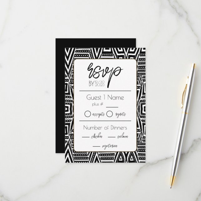 Afrikanisch-Amerikanische Hochzeit RSVP Karte (Vorderseite/Rückseite Beispiel)