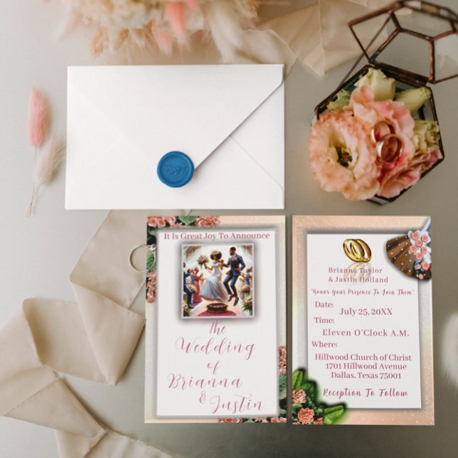 Afrikanisch-amerikanische Hochzeittradition Folieneinladung (You Can Personalize these invitations for your special wedding day.)