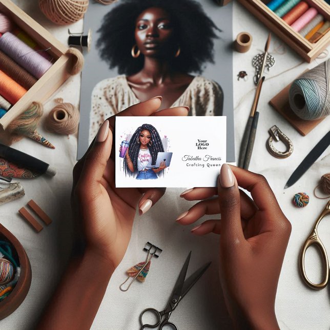 Afrikanisch-Amerikanische Kunsthandwerkerkönigin A Visitenkarte (African American Crafting Queen Artful Empowerment Business Card)