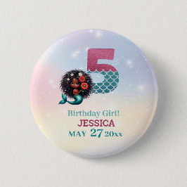 Afrikanisch-Amerikanische Meerjungfrau 5. Geburtst Button