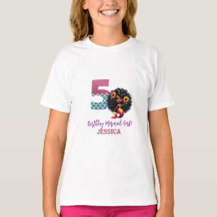 Afrikanisch-Amerikanische Meerjungfrau 5. Geburtst T-Shirt