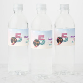 Afrikanisch-Amerikanische Meerjungfrau 5. Geburtst Wasserflaschenetikett