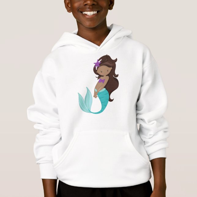 Afrikanisch-Amerikanische Meerjungfrau, Braunhaar, Hoodie (Vorderseite)