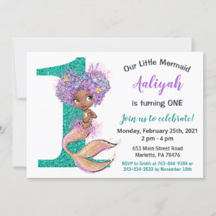 Afrikanisch-Amerikanische Meerjungfrau Einladung 1
