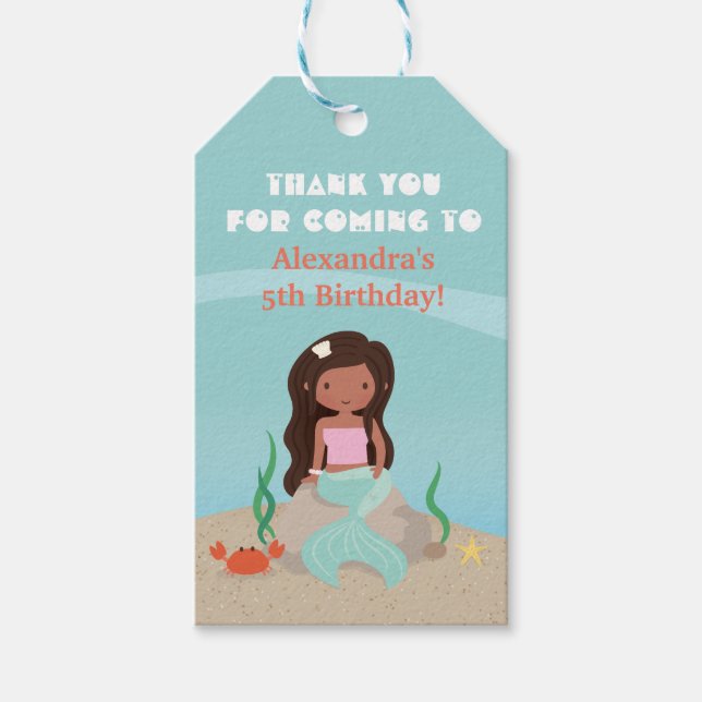 Afrikanisch-amerikanische Meerjungfrau Geburtstags Geschenkanhänger (Vorderseite)