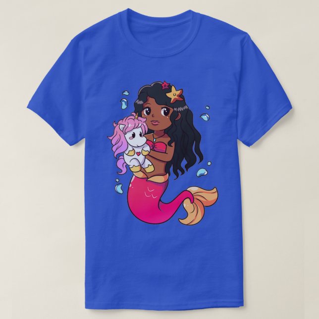 Afrikanisch-amerikanische Meerjungfrau mit Baby Un T-Shirt (Design vorne)