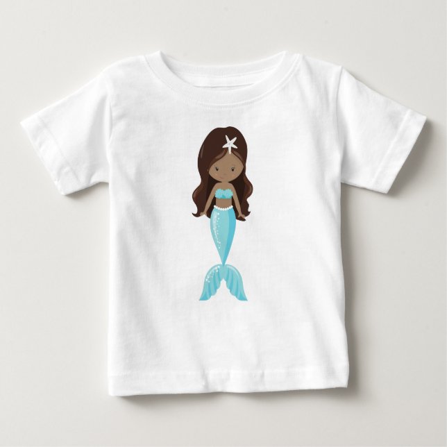 Afrikanisch-Amerikanische Meerjungfrau, Niedliche  Baby T-shirt (Vorderseite)
