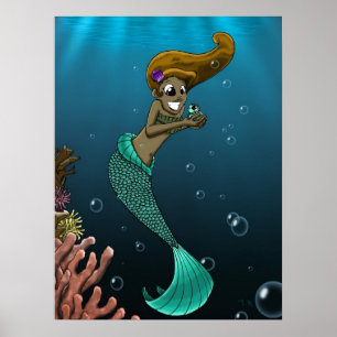 Afrikanisch-Amerikanische Mermaid Poster
