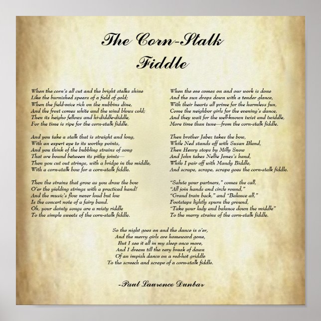 Afrikanisch-amerikanische Poesie Der Maisstalk Poster (Vorne)