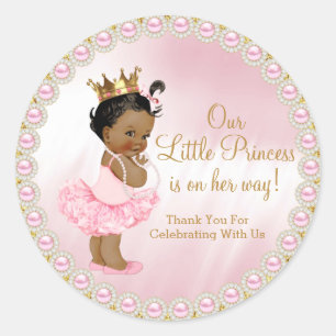 Afrikanisch-Amerikanische Princess Baby Dusche Gef Runder Aufkleber