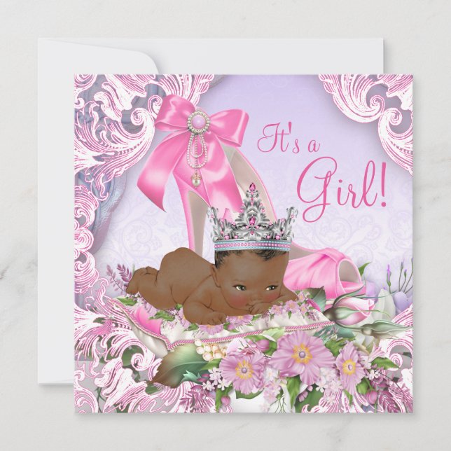 Afrikanisch-amerikanische Princess-Babydusche Einladung (Vorderseite)
