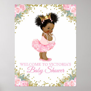 Afrikanisch-Amerikanische Princess-Girl-Babydusche Poster