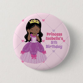 Afrikanisch-Amerikanische Prinzessin Girl Pink Geb Button
