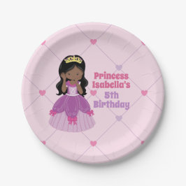 Afrikanisch-Amerikanische Prinzessin Girl Pink Geb Pappteller