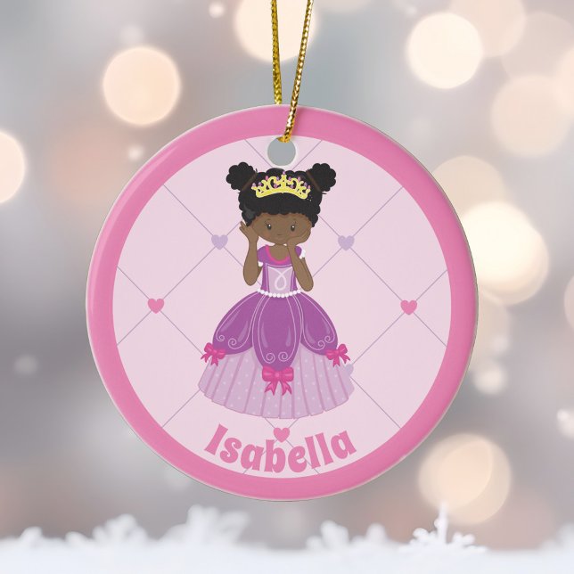 Afrikanisch-Amerikanische Prinzessin Niedlich Pink Keramik Ornament (Von Creator hochgeladen)