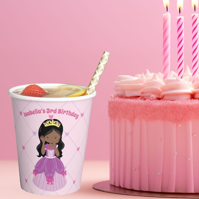 Afrikanisch-Amerikanische Prinzessin Pink Birthday Pappbecher (Von Creator hochgeladen)