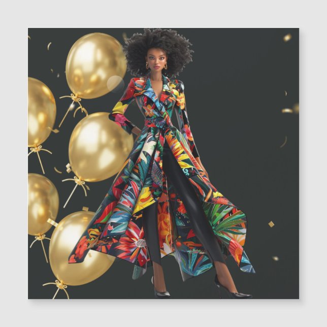 Afrikanisch-Amerikanische Schwarze Königin Melanin Magnetkarte (Vorderseite)