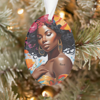 Afrikanisch-Amerikanische Schwarze Weihnachtsfrau  Ornament