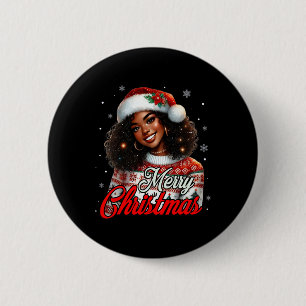 Afrikanisch-amerikanische Weihnachtsfrauen-Mama Button