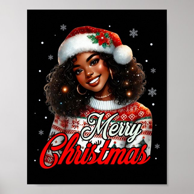 Afrikanisch-amerikanische Weihnachtsfrauen-Mama Poster (Vorne)