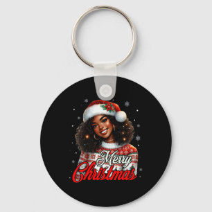 Afrikanisch-amerikanische Weihnachtsfrauen-Mama Schlüsselanhänger