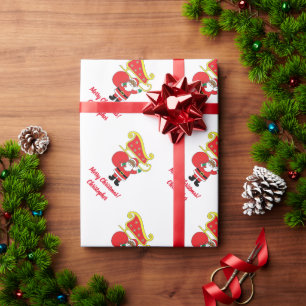 Afrikanisch-amerikanischer Santa Claus Xmas Sleigh Geschenkpapier