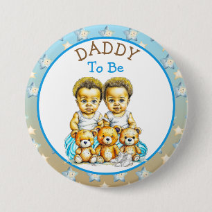Afrikanisch-amerikanischer Twin Boy's Baby Shower  Button