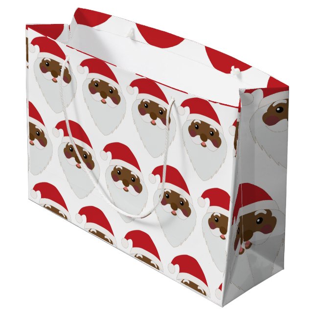 Afrikanisch-amerikanischer Weihnachtsmann große Ge Große Geschenktüte (Rückseite Schrägansicht)