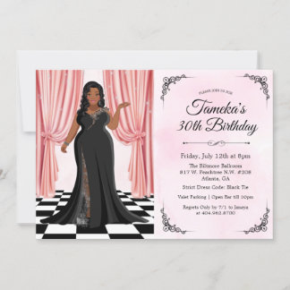 Afrikanisch-amerikanisches Elegant Gown Geburtstag Einladung