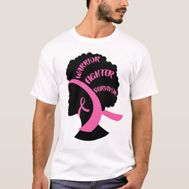 Afrikanisch-Amerikanisches Pink-Brustkrebs-Bewusst T-Shirt (Vorderseite)