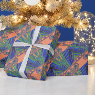 Afrikanisch Blau Lila Dekorativer Kunstdruck Geschenkpapier